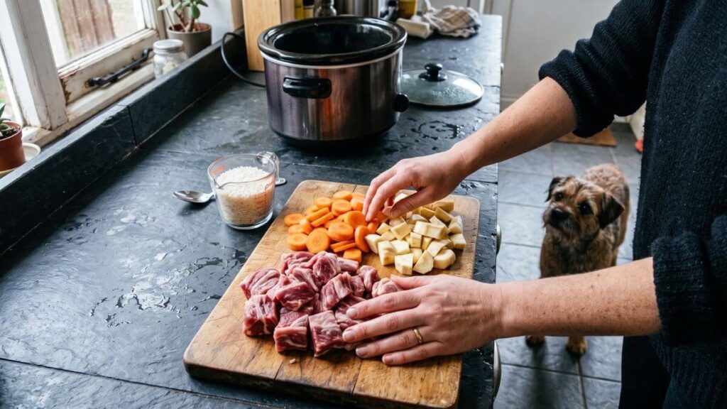 Slow Cooker Lamb and Vegetable Stew for Dogs