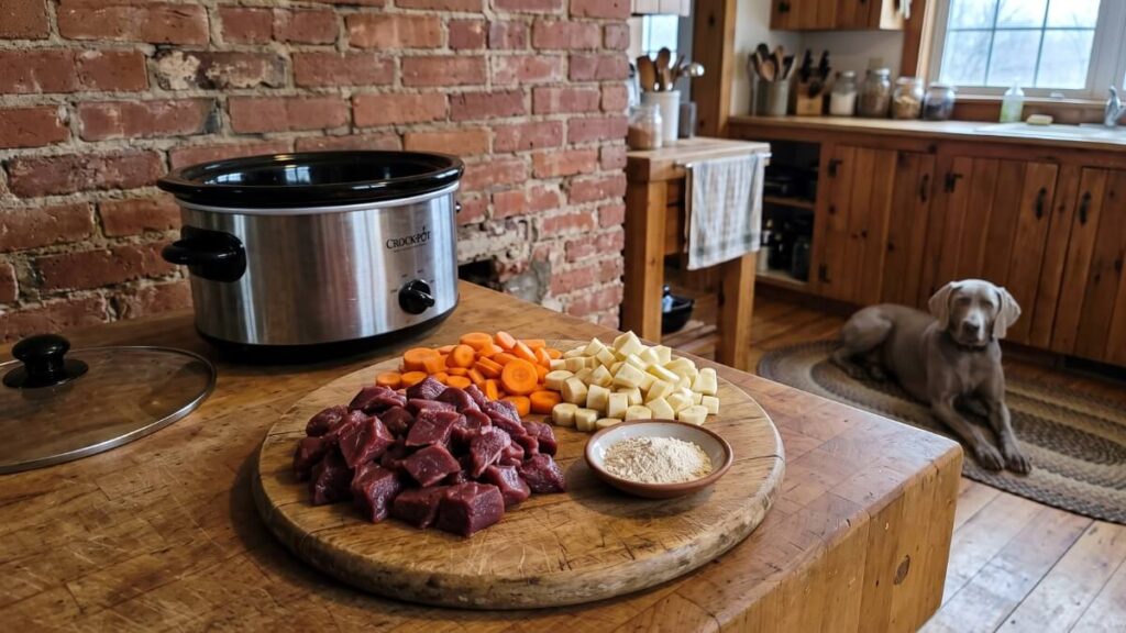 Slow Cooker Venison and Root Vegetable Stew for Dogs